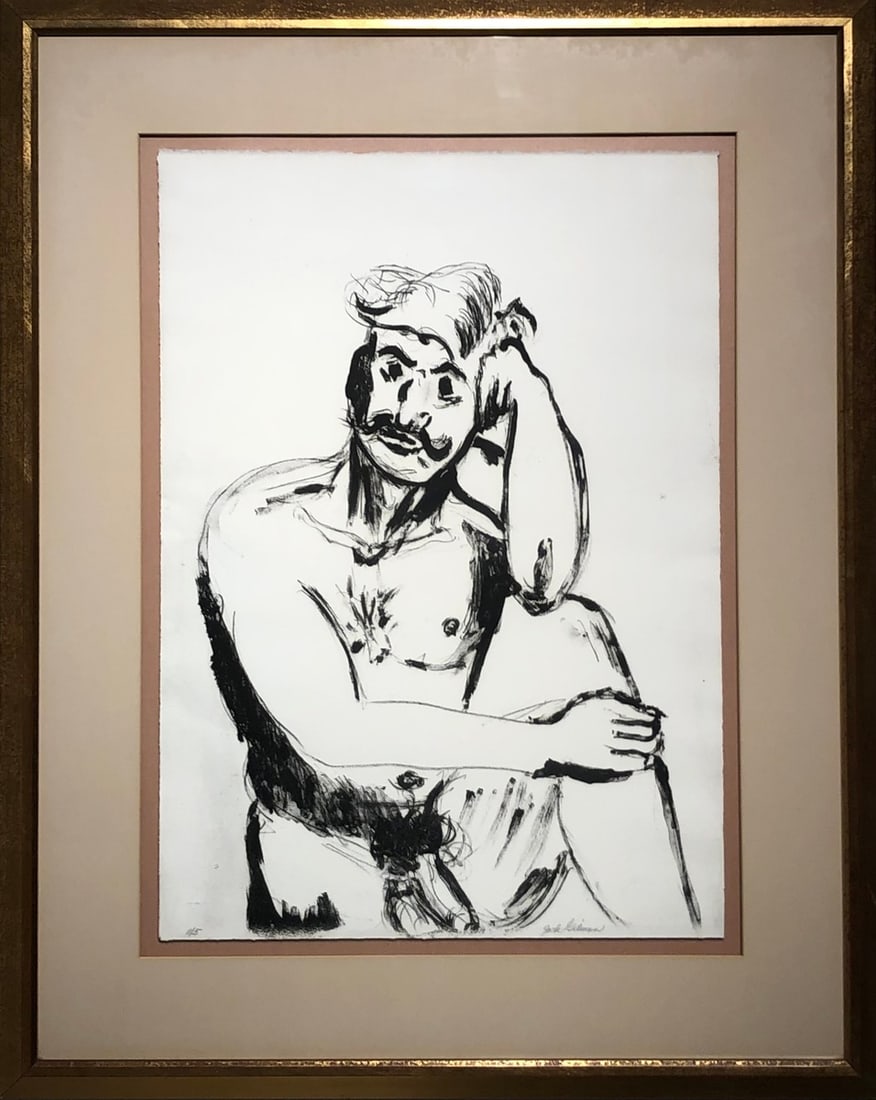 Jack Gilman "Thinking In The Nude" Signed Lithograph LE: Presenting a limited edition Lithograph on Paper by Jack Gilman: "Jack Gilman "Thinking In The Nude" Signed Lithograph LE". This Lithograph on Paper (Edition: 5-Feb), measuring 35 x 28 x 2 inch, is a