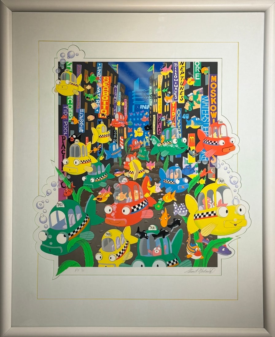 Stuart Moskowitz "Ginza Fish" S/N LE Serigraph on paper: Presenting a limited edition Serigraph on Paper by Stuart Moskowitz: "Stuart Moskowitz "Ginza Fish" S/N LE Serigraph on paper". This Serigraph on Paper (Edition: PP 1/5), measuring 43 x 35 x 1.5 inch,