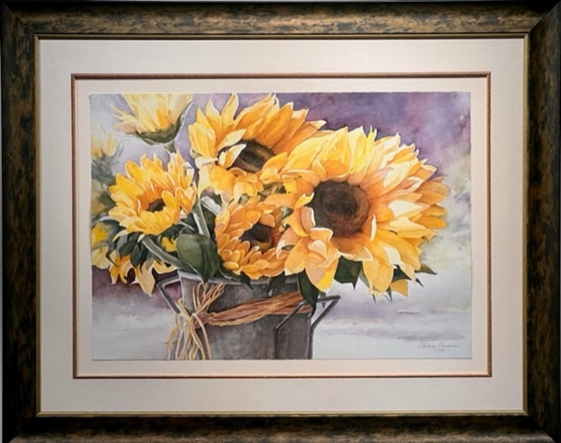 Thelma Parsons "Sunflowers II" Signed Giclee: Presenting a limited edition Giclee by Thelma Parsons: "Thelma Parsons "Sunflowers II" Signed Giclee". This Giclee (Edition: 10/195), measuring 35 x 44 x 2 inch, is a sought-after limited edition by