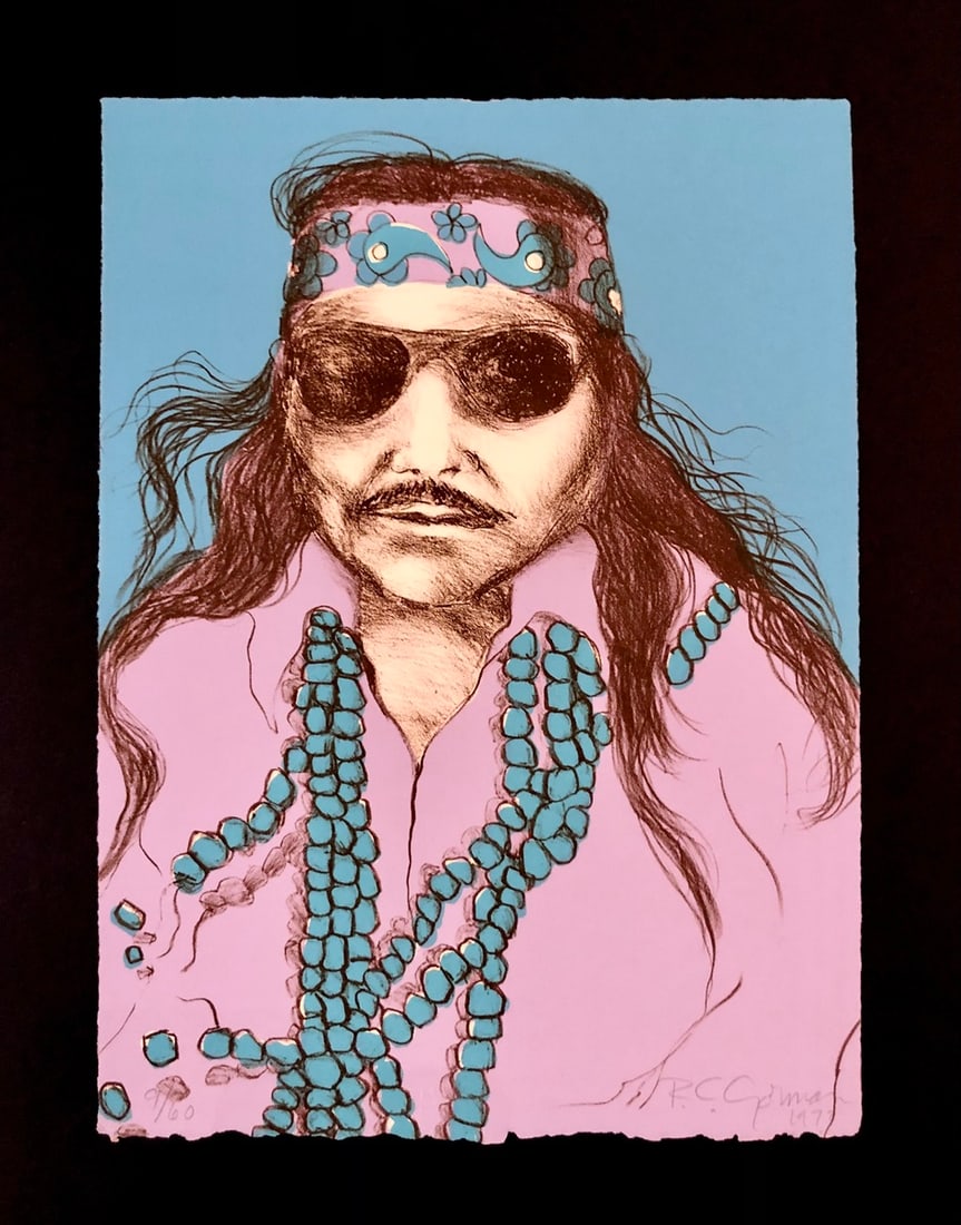 R.C. Gorman "Self Portrait" Signed Original Stone Litho LE (1973) - VERY RARE: Presenting a limited edition Lithograph on Paper by R.C. Gorman: "R.C. Gorman "Self Portrait" Signed Original Stone Litho LE (1973) - VERY RARE". This Lithograph on Paper (Edition: Sep-60), measuring