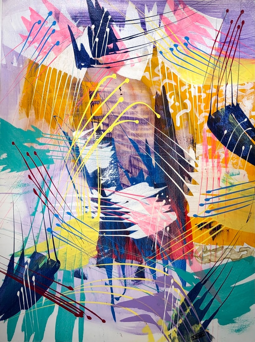 Kimm Byers "The Magic within the Robe" Signed Original: Offered here is an original Acrylic on Canvas by Kimm Byers: "Kimm Byers "The Magic within the Robe" Signed Original". This one-of-a-kind piece, measuring 48 x 36 x 2 inch, is a rare opportunity for c