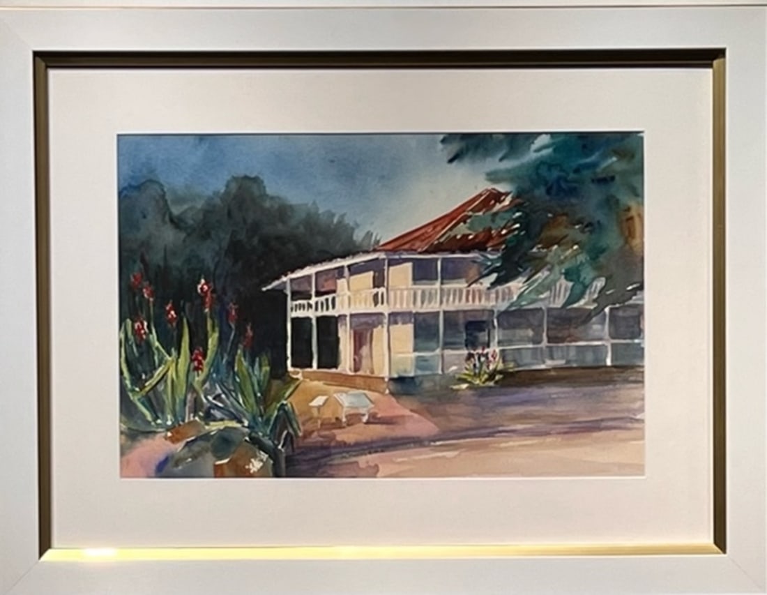 ML Pilnick "Moss Grove Hotel" Signed Original Watercolor: Offered here is an original Original Watercolor by ML Pilnick: "ML Pilnick "Moss Grove Hotel" Signed Original Watercolor". This one-of-a-kind piece, measuring 20 x 27 x 2 inch, is a rare opportunity f