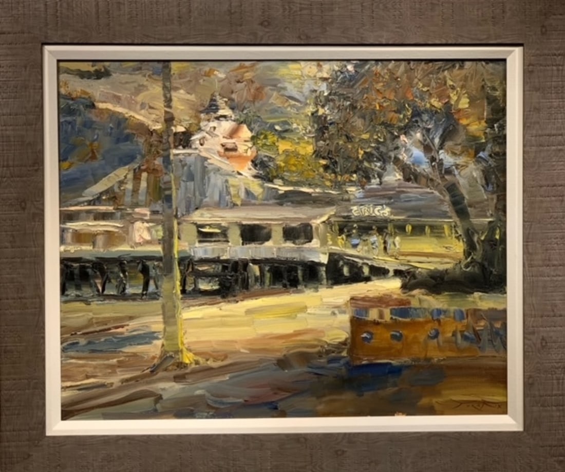 Jorn Fox Impressionist Signed Oil and Acrylic on Canvas: Offered here is an original Original Oil and Acrylic on Canvas by Jorn Fox: "Jorn Fox Impressionist Signed Oil and Acrylic on Canvas". This one-of-a-kind piece, measuring 31 x 37 x 2 inch, is a rare o