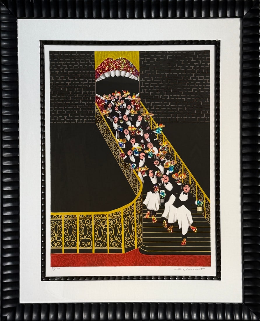 Guy Buffet "Open Wide" Signed Serigraph LE: Presenting a limited edition Serigraph on Paper by Guy Buffet: "Guy Buffet "Open Wide" Signed Serigraph LE". This Serigraph on Paper (Edition: 300/300), measuring 46 x 37 x 2 inch, is a sought-after l