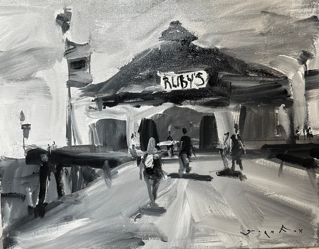 Jorn Fox "Black and White Ruby"s Impressionist Signed Oil and Acrylic on Canvas: Offered here is an original Acrylic on Canvas by Jorn Fox: "Jorn Fox "Black and White Ruby"s Impressionist Signed Oil and Acrylic on Canvas". This one-of-a-kind piece, measuring 16 x 20 inch, is a