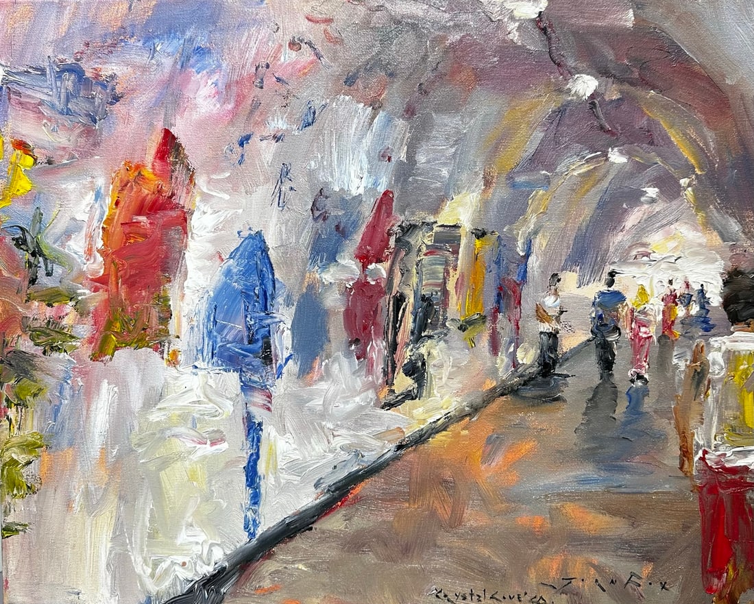 Jorn Fox "Crystal Cove, CA-Walkway" Impressionist Signed Oil and Acrylic on Canvas: Offered here is an original Acrylic on Canvas by Jorn Fox: "Jorn Fox "Crystal Cove, CA-Walkway" Impressionist Signed Oil and Acrylic on Canvas". This one-of-a-kind piece, measuring 16 x 20 inch, is a 