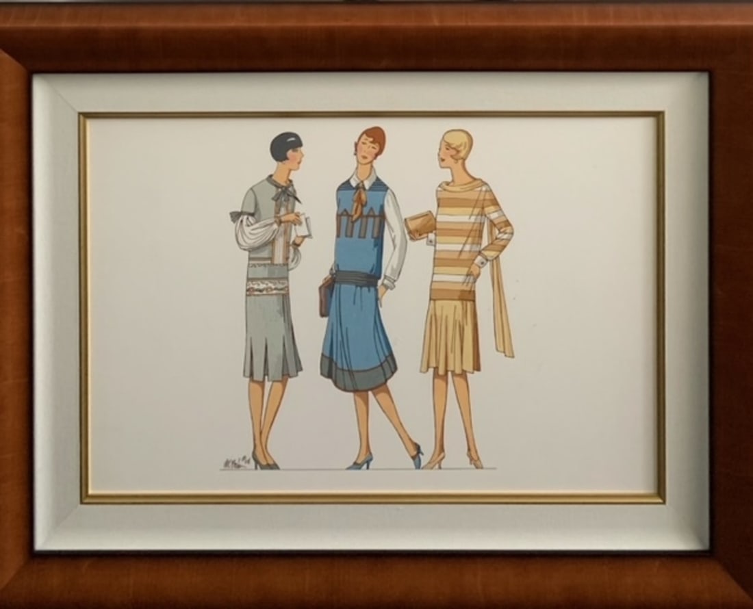Marv Brehm "Afternoon at the Theatre" Gouache Signed: Offered here is an original Original Watercolor/Gouache on Paper / New Framing by Marv Brehm: "Marv Brehm "Afternoon at the Theatre" Gouache Signed". This one-of-a-kind piece, measuring 23 x 30 x 2