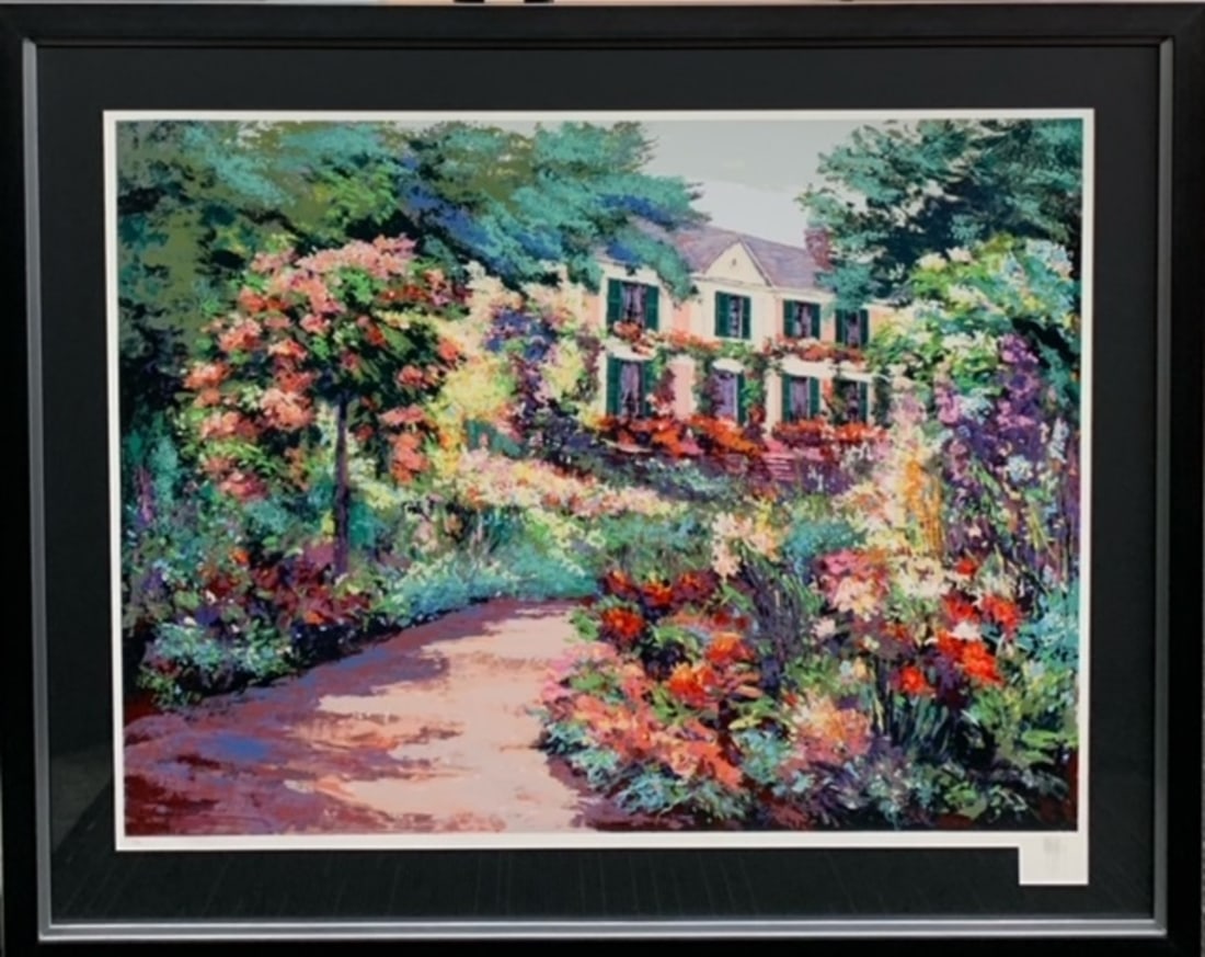 Mark King "Roses At Giverny" Signed Original Serigraph: Presenting a limited edition Original Serigraph on Paper by Mark King: "Mark King "Roses At Giverny" Signed Original Serigraph". This Original Serigraph on Paper (Edition: 53/75), measuring 42 x 51 x 