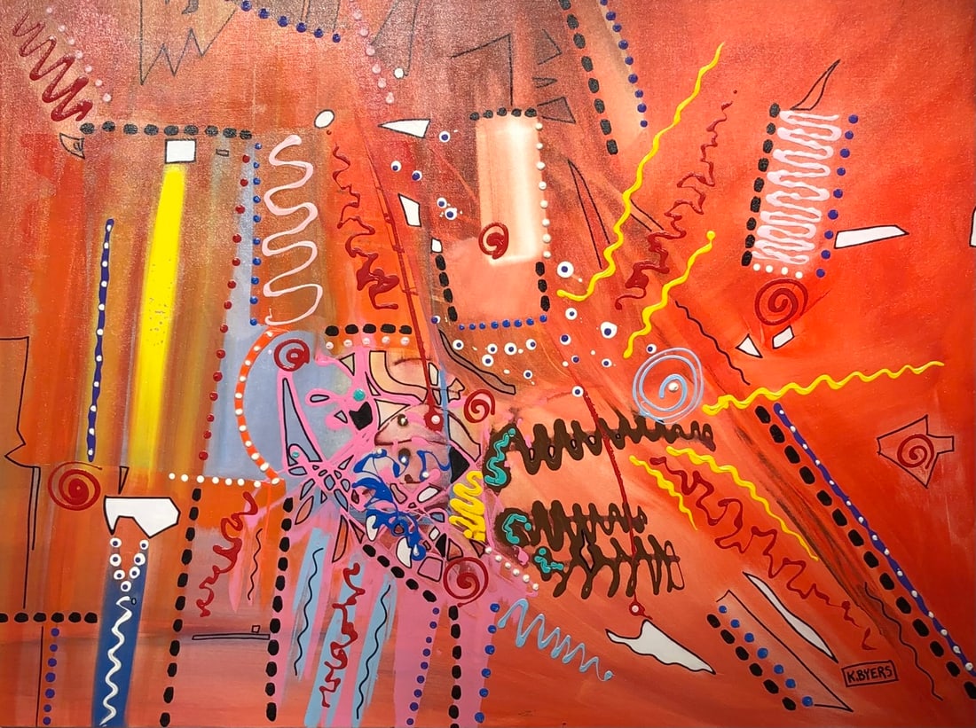 Kimm Byers "Lots of Hope" Signed Original: Offered here is an original Acrylic on Canvas by Kimm Byers: "Kimm Byers "Lots of Hope" Signed Original". This one-of-a-kind piece, measuring 36 x 48 x 2 inch, is a rare opportunity for collectors to 