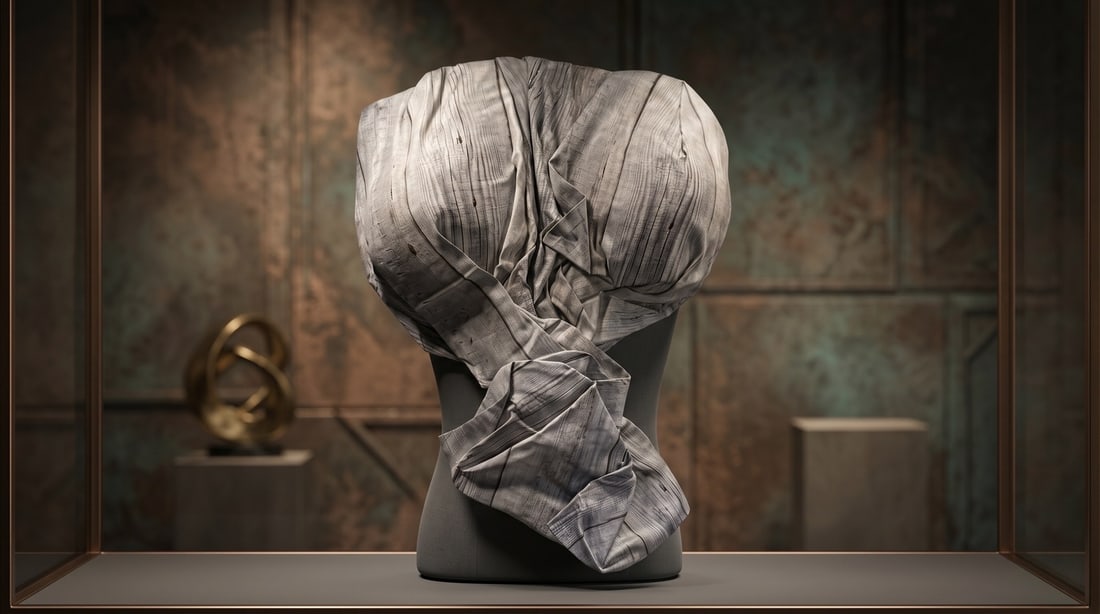 Mercedes Brunelli "Against The Grain" Fabric/Resin: Presenting this Mercedes Brunelli Sculpture: "Mercedes Brunelli "Against The Grain" Fabric/Resin". This piece, measuring 14 x 13 inch, is available at auction on LiveAuctioneers. Artist: Mercedes Brun