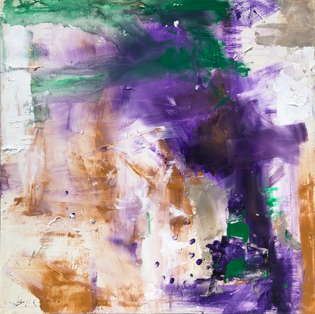 Jorn Fox Abstract Original Oil on Canvas Signed: Offered here is an original Original Oil on Canvas by Jorn Fox: "Jorn Fox Abstract Original Oil on Canvas Signed". This one-of-a-kind piece, measuring 40 x 40 x 2 inch, is a rare opportunity for colle