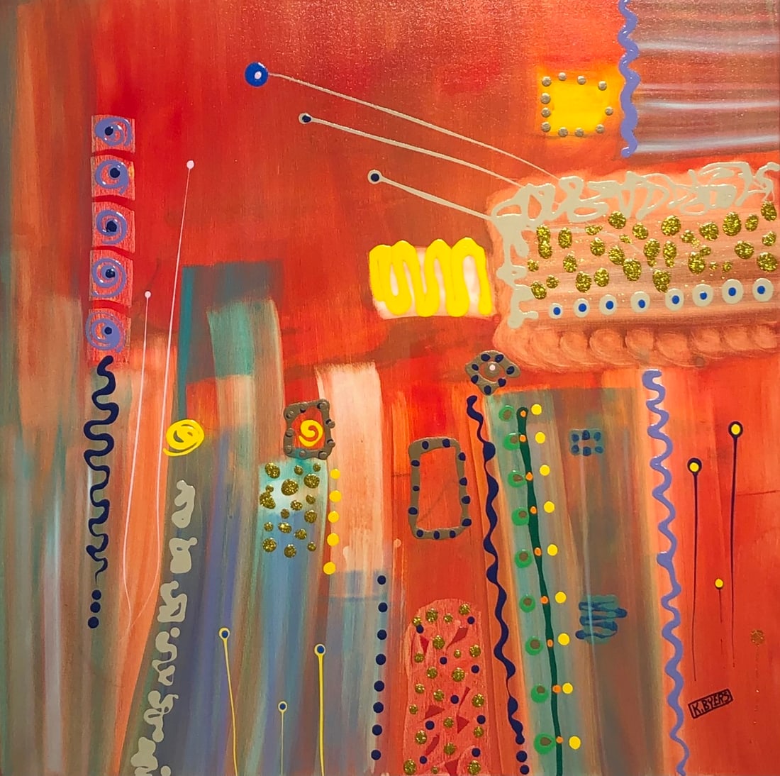 Kimm Byers "Pick A Dot" Signed Original Acrylic: Offered here is an original Acrylic on Canvas by Kimm Byers: "Kimm Byers "Pick A Dot" Signed Original Acrylic". This one-of-a-kind piece, measuring 36 x 36 x 2 inch, is a rare opportunity for collecto