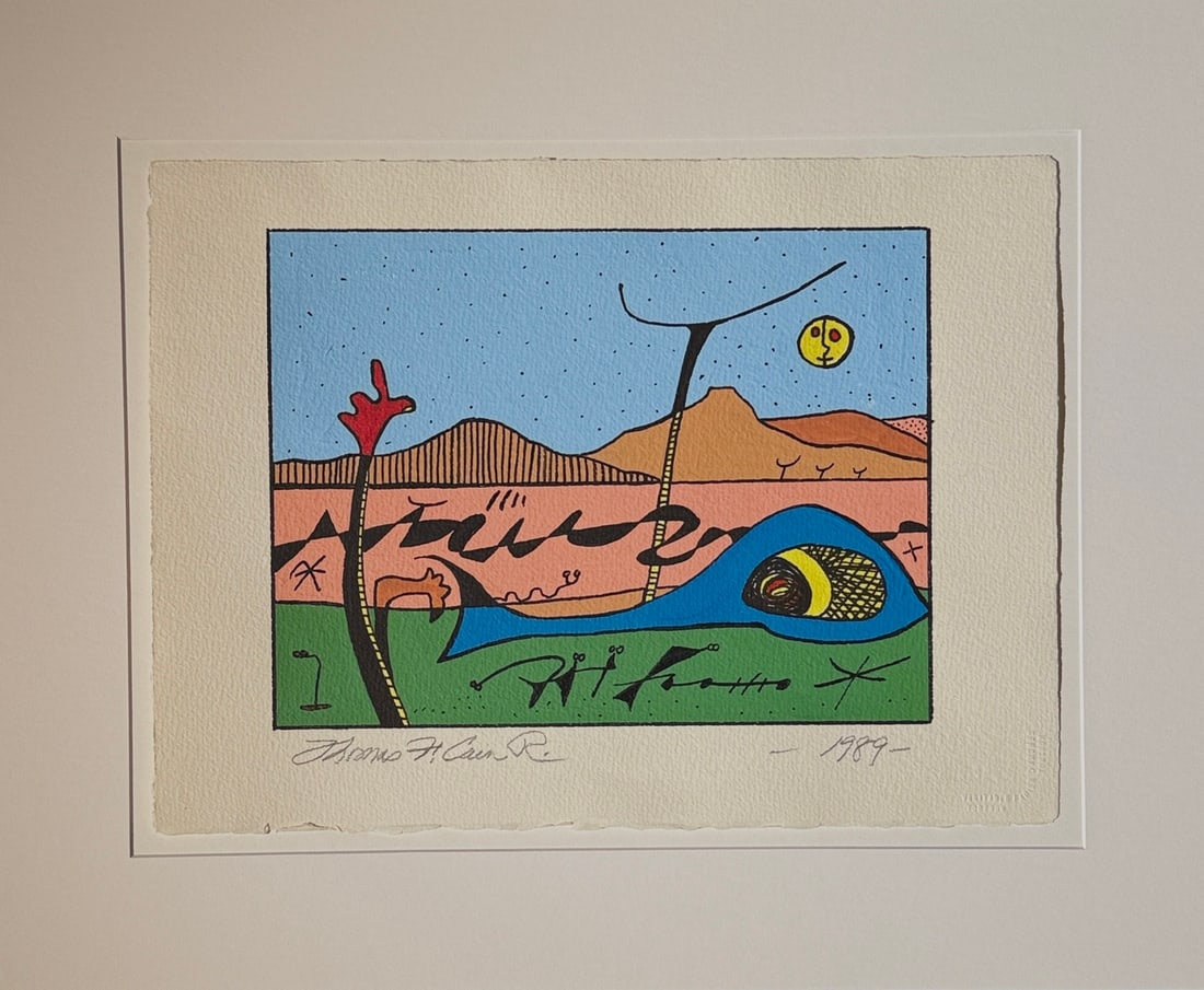 Thomas F. Cain Original On paper "Beached Whale" 1989 Whimsical/Surreal/Abstract: Offered here is an original Original Acrylic on Paper by Thomas F. Cain: "Thomas F. Cain Original On paper "Beached Whale" 1989 Whimsical/Surreal/Abstract". This one-of-a-kind piece, measuring 17 x 21