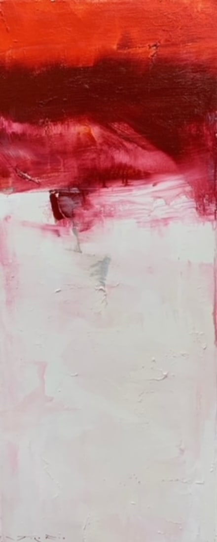 Jorn Fox Abstract Signed Original Oil and Acrylic: Offered here is an original Original Oil and Acrylic on Canvas with 1 1/2" Museum Bars by Jorn Fox: "Jorn Fox Abstract Signed Original Oil and Acrylic". This one-of-a-kind piece, measuring 50 x 20 x 2