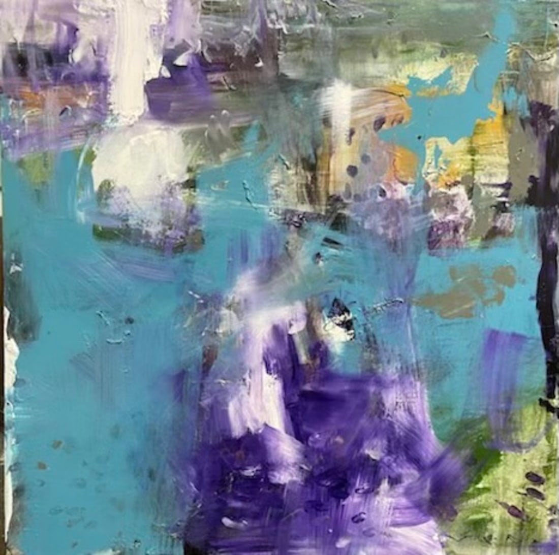 Jorn Fox Abstract Signed Original Oil and Acrylic: Offered here is an original Original Oil and Acrylic on Canvas with 1 1/2" Museum Bars by Jorn Fox: "Jorn Fox Abstract Signed Original Oil and Acrylic". This one-of-a-kind piece, measuring 40 x 40 x 2