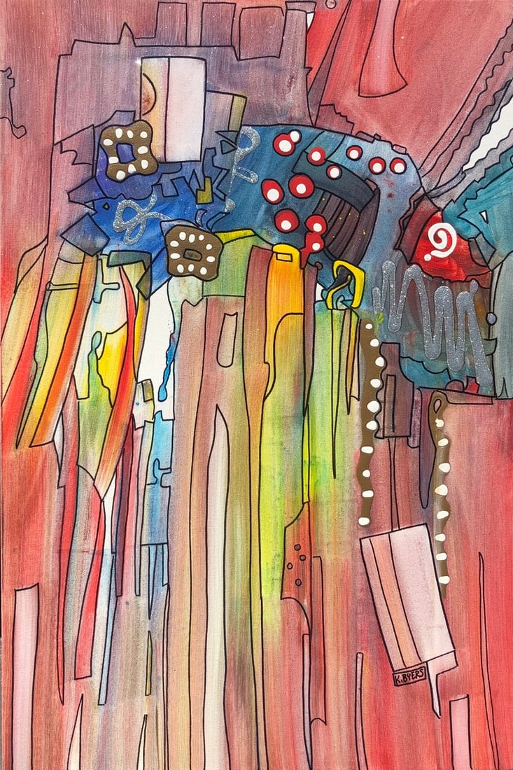 Kimm Byers "It's Not A Jerusalem Cricket" Signed Original Acrylic - Abstract: Offered here is an original Acrylic on Canvas by Kimm Byers: "Kimm Byers "It's Not A Jerusalem Cricket" Signed Original Acrylic - Abstract". This one-of-a-kind piece, measuring 36 x 24 x 2 inch, is a 