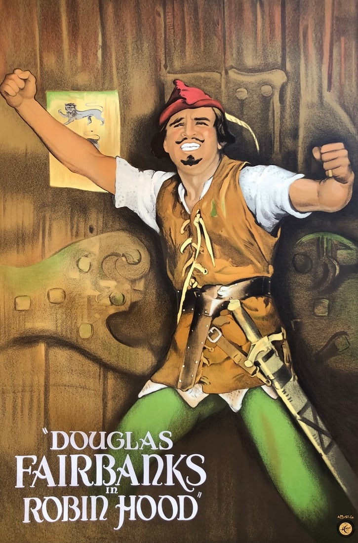 HC Miner Litho Co. "Douglas Fairbanks in Robin Hood" Lithograph: Presenting a Hand Pulled Lithograph on Paper by HC Miner Litho Co, NY: "HC Miner Litho Co. "Douglas Fairbanks in Robin Hood" Lithograph". This work, measuring 41 x 27 x 1 inch, is available now at auc