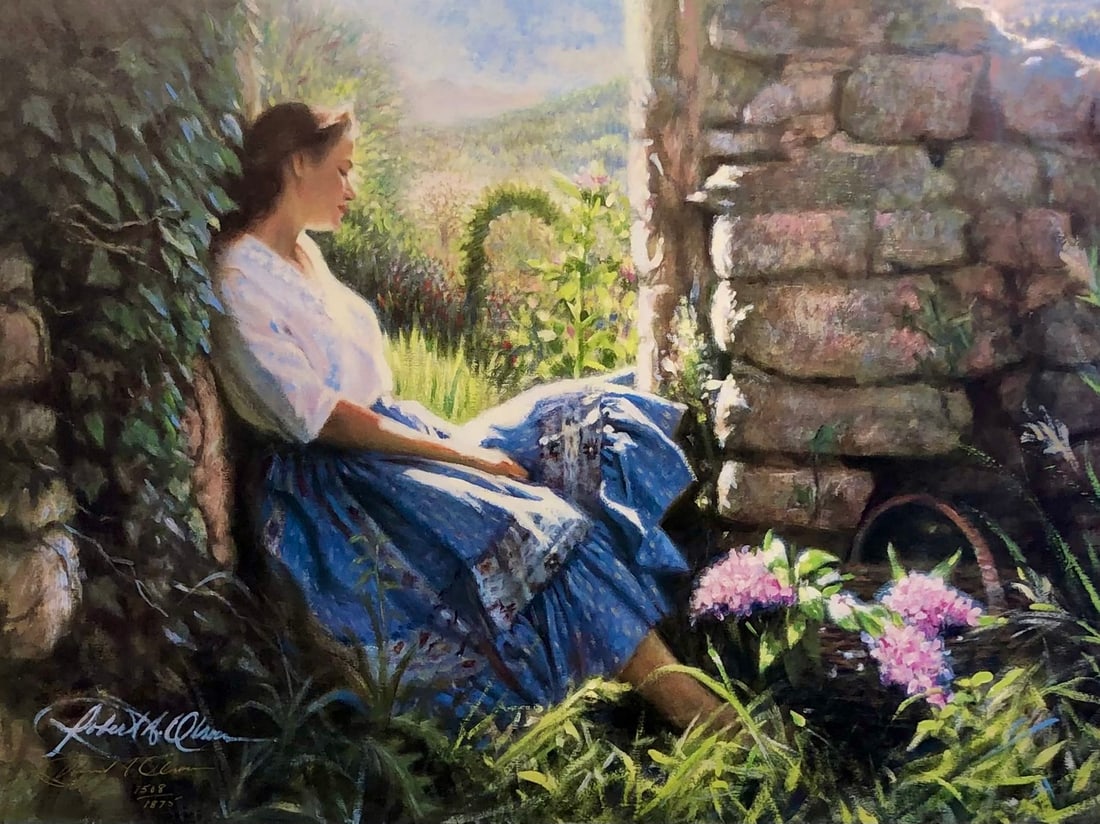Robert Olson "The Garden Gate" Signed Lithograph LE: Presenting a limited edition Lithograph on Paper by Robert Olson: "Robert Olson "The Garden Gate" Signed Lithograph LE". This Lithograph on Paper (Edition: 1508/1875), measuring 27 x 33 x 2 inch, is a