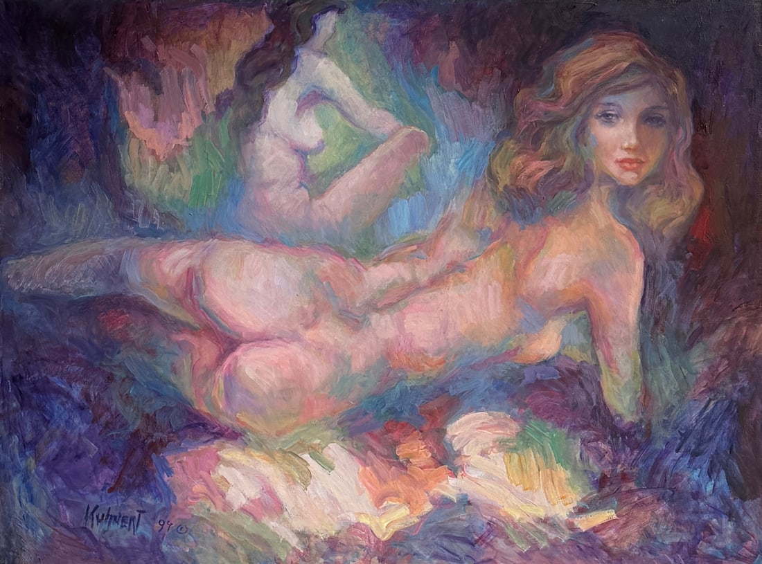 Manfred Kuhnert (Nude) Signed Original Oil: Offered here is an original Oil on Canvas by Manfred Kuhnert: "Manfred Kuhnert (Nude) Signed Original Oil". This one-of-a-kind piece, measuring 30 x 40 x 1 inch, is a rare opportunity for collectors t