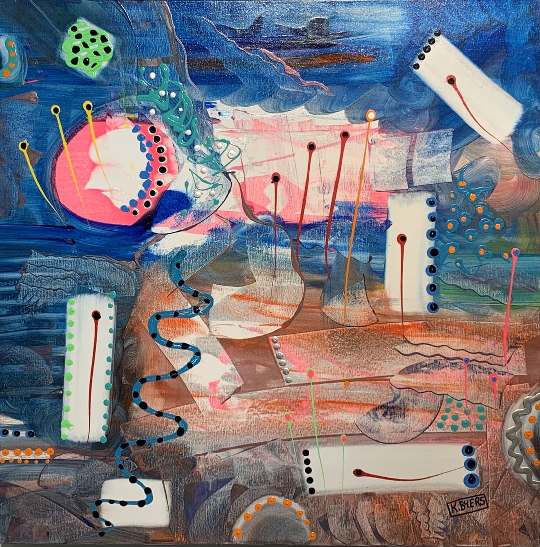 Kimm Byers "Diving Deep!" Signed Original Acrylic: Offered here is an original Acrylic on Canvas by Kimm Byers: "Kimm Byers "Diving Deep!" Signed Original Acrylic". This one-of-a-kind piece, measuring 36 x 36 x 2 inch, is a rare opportunity for collec