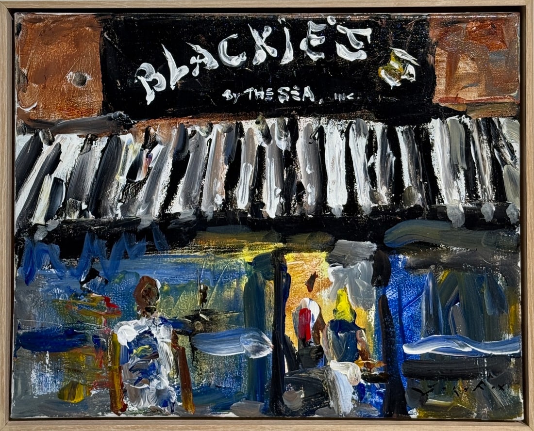 Jorn Fox (Impressionist - "Blackie's) Signed Original Acrylic: Offered here is an original Original acrylic on canvas by Jorn Fox: "Jorn Fox (Impressionist - "Blackie's) Signed Original Acrylic". This one-of-a-kind piece, measuring 17 x 21 x 2 inch, is a rare opp