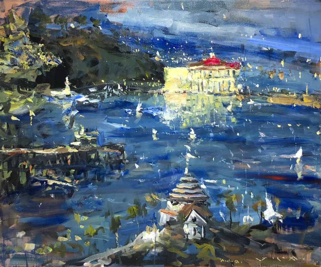 Jorn Fox (Impressionist - Avalon, CA) Signed Original Acrylic: Offered here is an original Acrylic on Canvas by Jorn Fox: "Jorn Fox (Impressionist - Avalon, CA) Signed Original Acrylic". This one-of-a-kind piece, measuring 40 x 48 x 2 inch, is a rare opportunity 