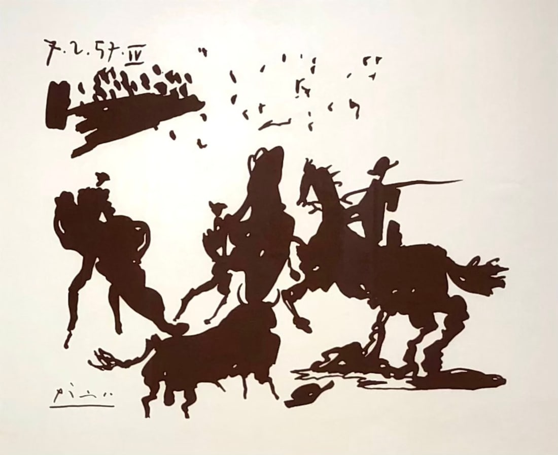Pablo Picasso "Bullfight 1957" Lithograph: Presenting a Lithograph on Paper by Pablo Picasso: "Pablo Picasso "Bullfight 1957" Lithograph". This work, measuring 26 x 30 x 2 inch, is available now at auction on LiveAuctioneers. Artist: Pablo Pic