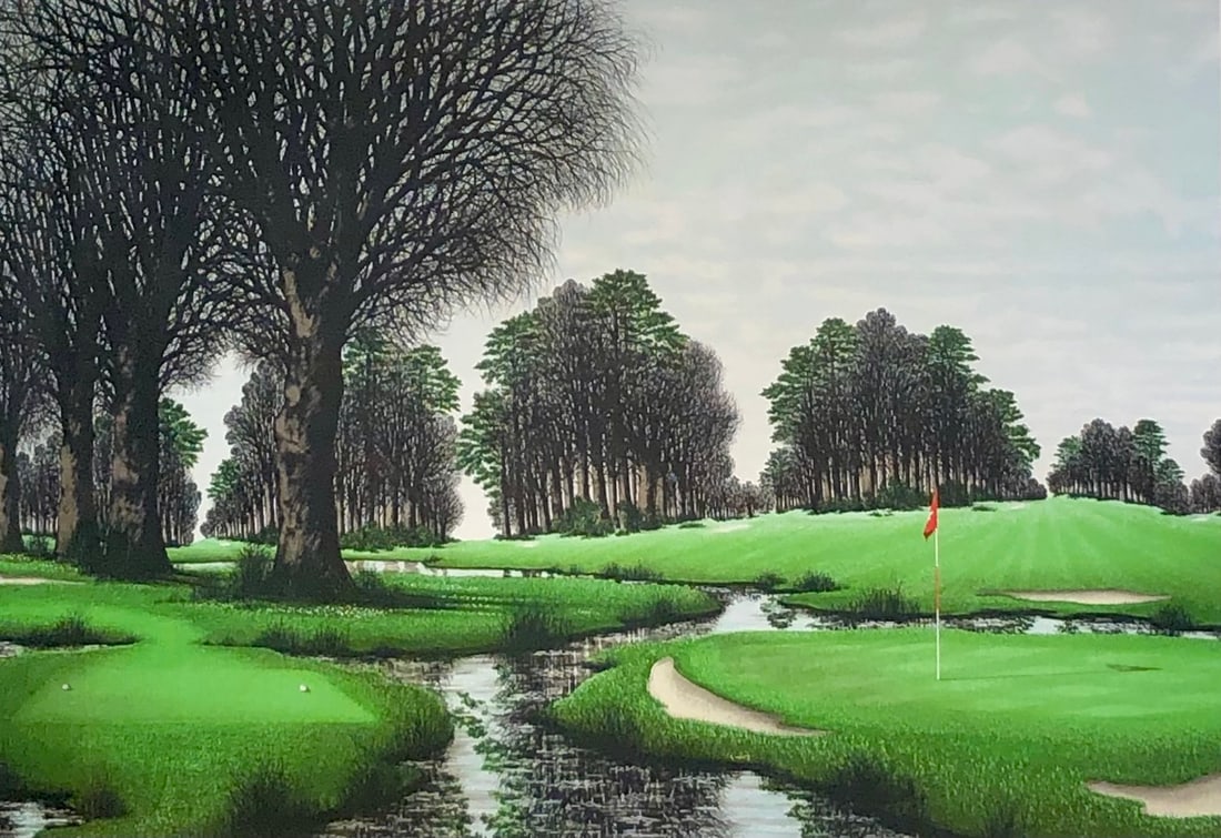 Jacques Deperthes (Unknown Title - Golf Course) - Signed Serigraph LE: Presenting a limited edition Serigraph on Paper by Jacques Deperthes: "Jacques Deperthes (Unknown Title - Golf Course) - Signed Serigraph LE". This Serigraph on Paper (Edition: 102/150), measuring 30 