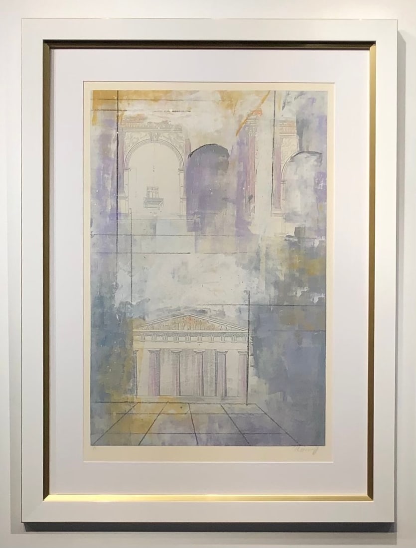 Kamy Deljou "Parthenon" Signed Orig Monoprint LE: Presenting a limited edition Original Monoprint by Kamy Deljou: "Kamy Deljou "Parthenon" Signed Orig Monoprint LE". This Original Monoprint (Edition: 1-Jan), measuring 26 x 18 x 2 inch, is a