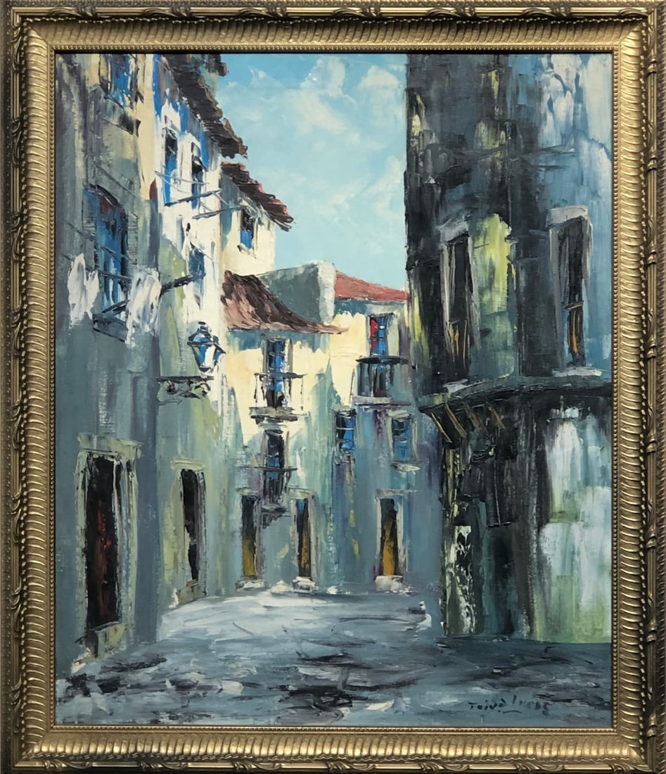 Teixeira Lucas (Impressionist - Steet Scene) Signed Original Oil: Offered here is an original Oil on Canvas by Teixeira Lucas: "Teixeira Lucas (Impressionist - Steet Scene) Signed Original Oil". This one-of-a-kind piece, measuring 28 x 24 x 2 inch, is a rare opportu