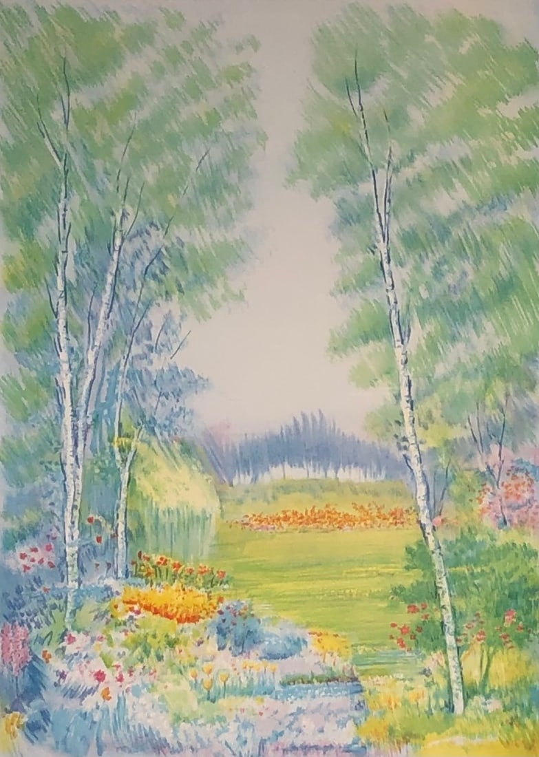 Berger (Untitled - Landscape) Signed Lithograph LE: Presenting a limited edition Lithograph on Paper by Berger: "Berger (Untitled - Landscape) Signed Lithograph LE". This Lithograph on Paper (Edition: 229/350), measuring 26 x 20 x 2 inch, is a
