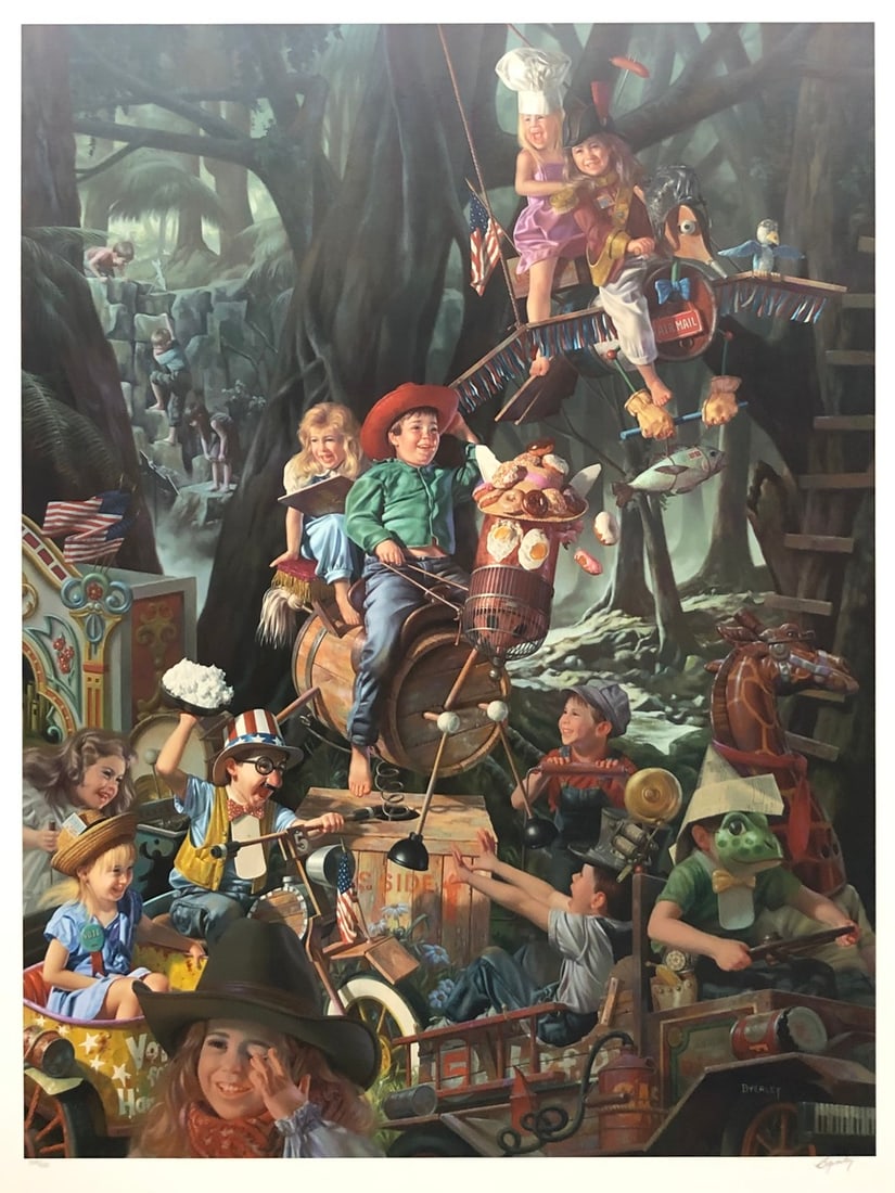 Bob Byerley "The Laughing Place" Signed Lithograph LE: Presenting a limited edition Lithograph on Paper by Bob Byerley: "Bob Byerley "The Laughing Place" Signed Lithograph LE". This Lithograph on Paper (Edition: 505/950), measuring 33 x 23 x 1 inch, is a