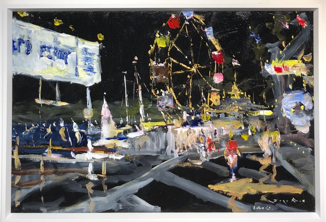 Jorn Fox (Balboa Fun Zone) Signed Original Acrylic: Offered here is an original Acrylic on Canvas by Jorn Fox: "Jorn Fox (Balboa Fun Zone) Signed Original Acrylic". This one-of-a-kind piece, measuring 26 x 38 x 2 inch, is a rare opportunity for