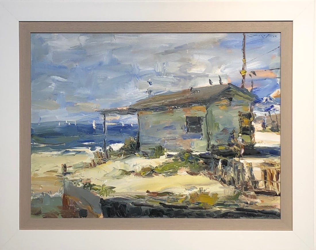 Jorn Fox (Impressionist - Crystal Cove Cottage) Signed Original Oil: Offered here is an original Oil on Canvas by Jorn Fox: "Jorn Fox (Impressionist - Crystal Cove Cottage) Signed Original Oil". This one-of-a-kind piece, measuring 24 x 30 x 2 inch, is a rare opportunit