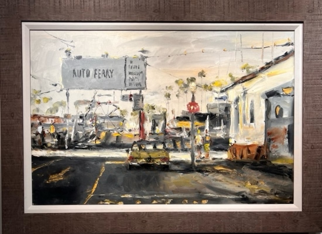 Jorn Fox Impressionist Signed Oil and Acrylic on Canvas: Offered here is an original Original Oil and Acrylic on Canvas by Jorn Fox: "Jorn Fox Impressionist Signed Oil and Acrylic on Canvas". This one-of-a-kind piece, measuring 32 x 44 x 2 inch, is a rare o