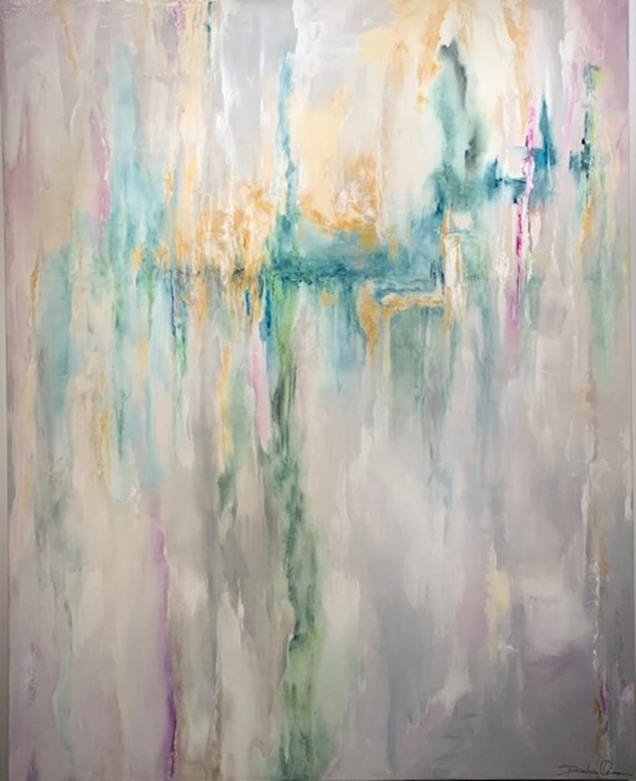 Barbara Owens "Spirit In The Sky" Abstract Signed Acrylic on Canvas: Offered here is an original Original Acrylic on Canvas with 1 1/2" Museum Bars by Barbara Owens: "Barbara Owens "Spirit In The Sky" Abstract Signed Acrylic on Canvas". This one-of-a-kind piece, measur