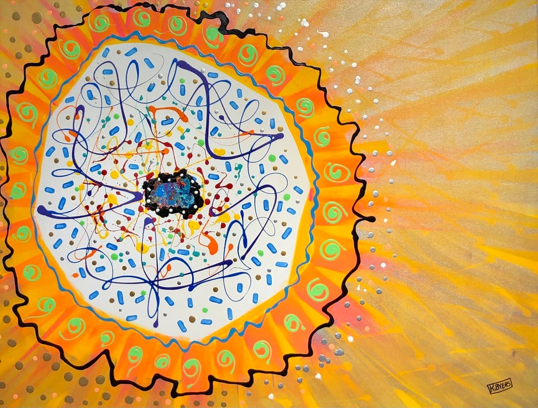 Kimm Byers "Enter the Black Hole" Signed Original Acrylic: Offered here is an original Acrylic on Canvas by Kimm Byers: "Kimm Byers "Enter the Black Hole" Signed Original Acrylic". This one-of-a-kind piece, measuring 36 x 48 x 2 inch, is a rare opportunity