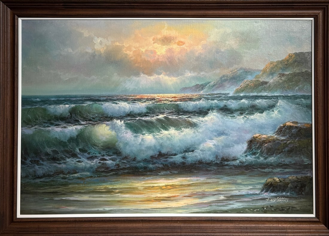 Don Fairbanks (Seascape) Signed Original Oil: Offered here is an original Oil on Canvas by Don Fairbanks: "Don Fairbanks (Seascape) Signed Original Oil". This one-of-a-kind piece, measuring 29 x 41 x 2 inch, is a rare opportunity for collectors