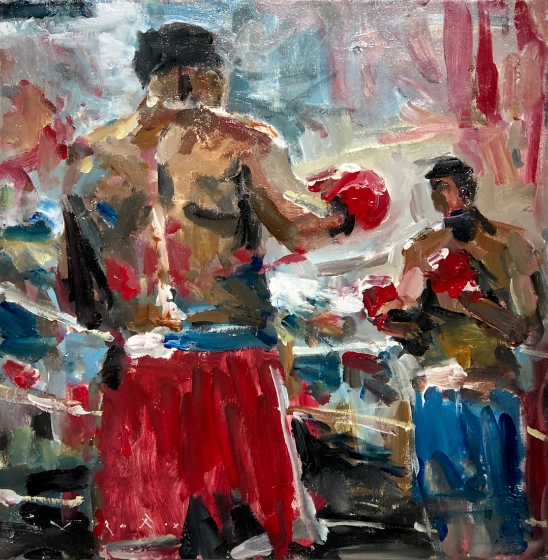 Jorn Fox (The Champ) Signed Original Acrylic - Impressionist: Offered here is an original Original Acrylic on Canvas by Jorn Fox: "Jorn Fox (The Champ) Signed Original Acrylic - Impressionist". This one-of-a-kind piece, measuring 30 x 30 x 2 inch, is a rare oppo