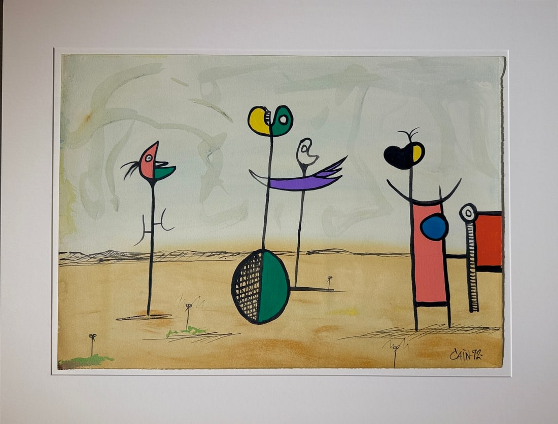 Thomas F. Cain Original On paper "Dream Scape" 1992 Whimsical/Surreal/Abstract: Offered here is an original Original Acrylic on Paper by Thomas F. Cain: "Thomas F. Cain Original On paper "Dream Scape" 1992 Whimsical/Surreal/Abstract". This one-of-a-kind piece, measuring 20 x 27
