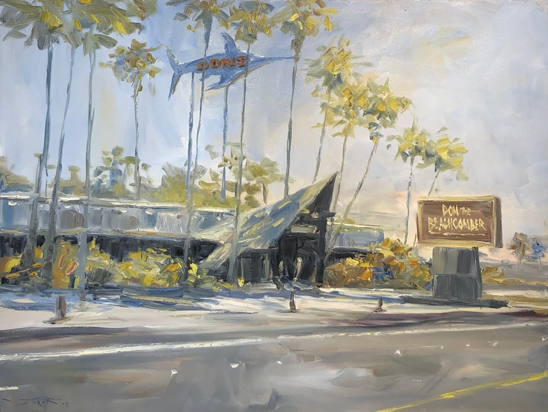 Jorn Fox "Don The Beachcomber" Signed Original Oil: Offered here is an original Oil on Canvas by Jorn Fox: "Jorn Fox "Don The Beachcomber" Signed Original Oil". This one-of-a-kind piece, measuring 30 x 40 x 2 inch, is a rare opportunity for collectors 