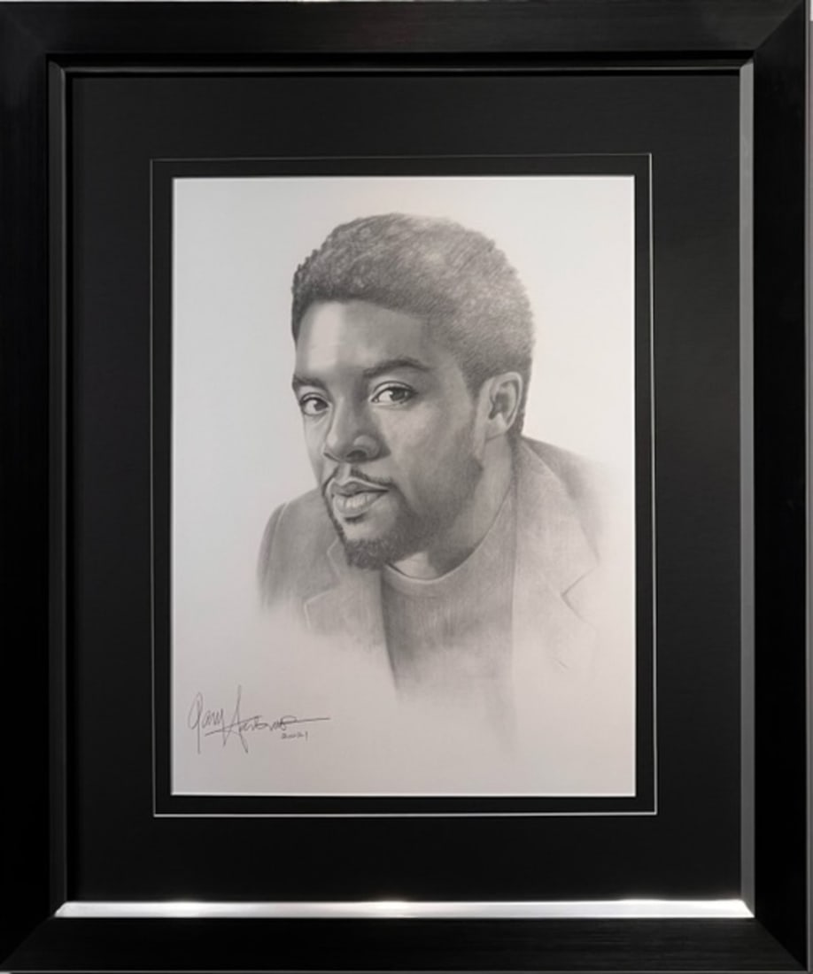 Gary Saderup "Chadwick Boseman" Signed 2021 Lithograph: Presenting a Lithograph on Paper by Gary Saderup: "Gary Saderup "Chadwick Boseman" Signed 2021 Lithograph". This work, measuring 26 x 22 x 2 inch, is available now at auction on LiveAuctioneers. Artis