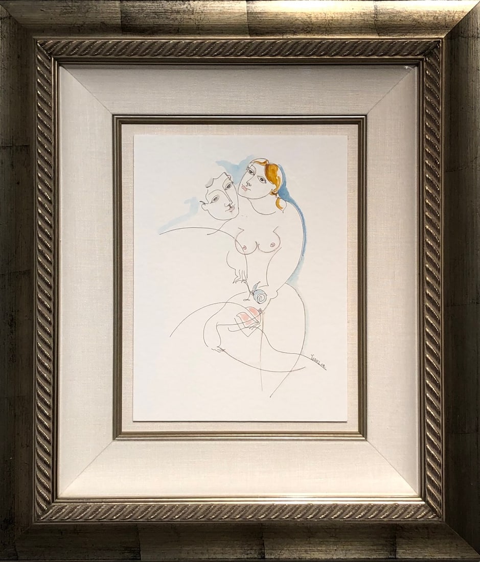 Yuri Yuroz "The Offerings" Signed Original Watercolor: Offered here is an original Watercolor on Paper by Yuri Yuroz: "Yuri Yuroz "The Offerings" Signed Original Watercolor". This one-of-a-kind piece, measuring 23 x 20 x 2 inch, is a rare opportunity for