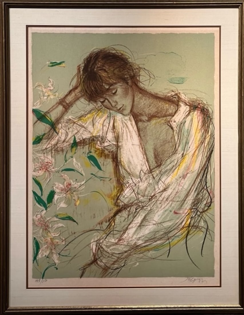 James Pecnard "Claudine" Signed Original Pencil Litho: Presenting a limited edition Pencil Lithograph by Jacques Pecnard: "James Pecnard "Claudine" Signed Original Pencil Litho". This Pencil Lithograph (Edition: 148/150), measuring 26 x 35 x 2 inch, is a