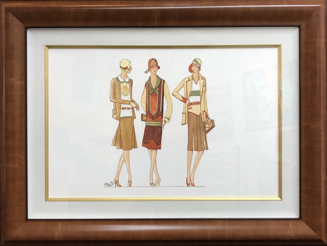 Marv Brehm "In Style" Gouache/Watercolor Signed: Offered here is an original Original Watercolor/Gouache on Paper / New Framing by Marv Brehm: "Marv Brehm "In Style" Gouache/Watercolor Signed". This one-of-a-kind piece, measuring 23 x 30 x 2 inch, i