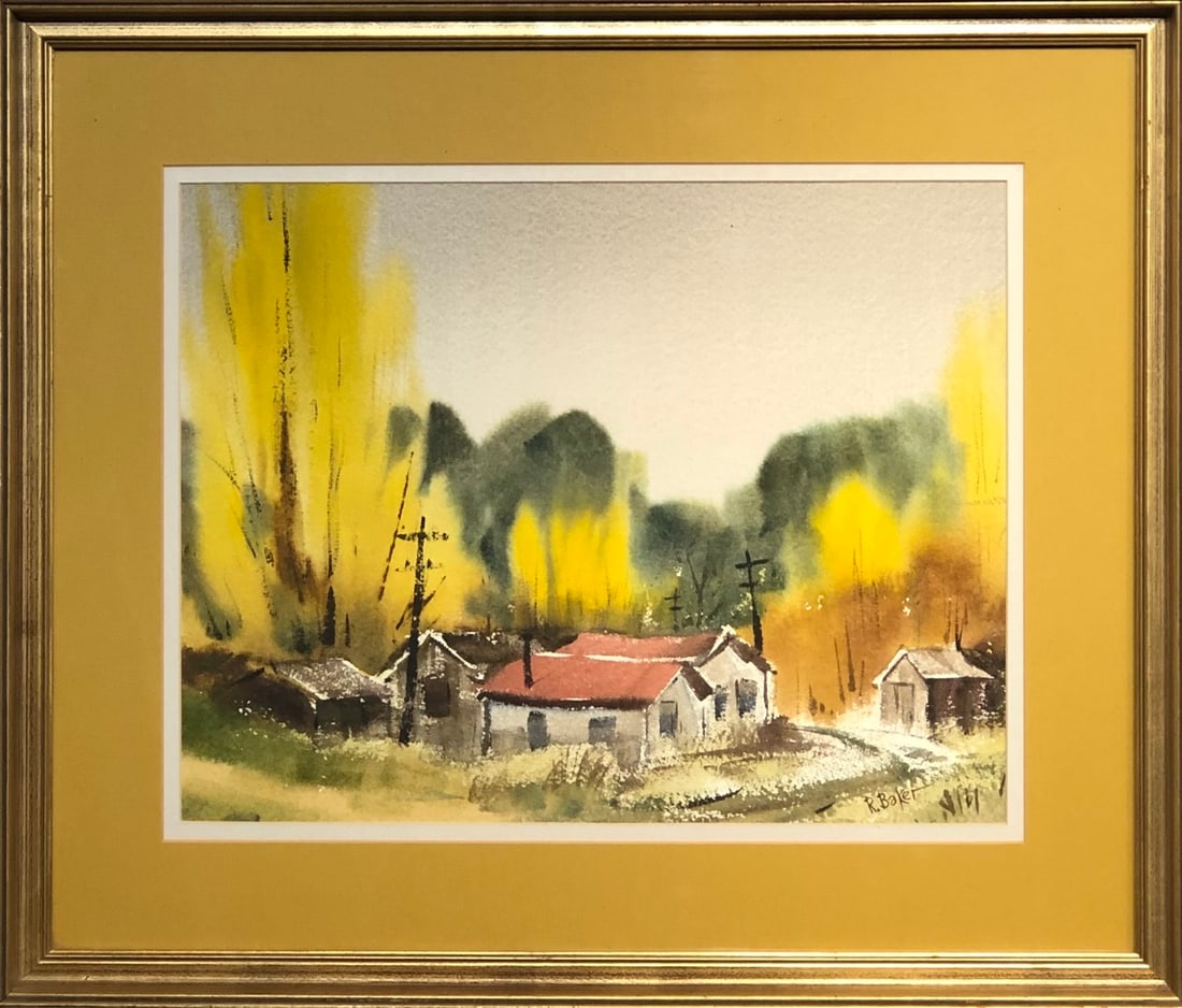 Ralph Baker "Jamestown" Signed Original Watercolor: Offered here is an original Watercolor on Paper by Ralph Baker: "Ralph Baker "Jamestown" Signed Original Watercolor". This one-of-a-kind piece, measuring 22 x 26 x 2 inch, is a rare opportunity for