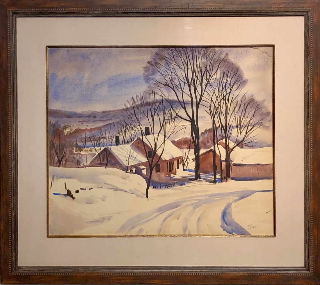 Ralph Baker (Impressionist - Landscape) Signed Original Watercolor: Offered here is an original Watercolor on Paper by Ralph Baker: "Ralph Baker (Impressionist - Landscape) Signed Original Watercolor". This one-of-a-kind piece, measuring 30 x 33 x 2 inch, is a rare op