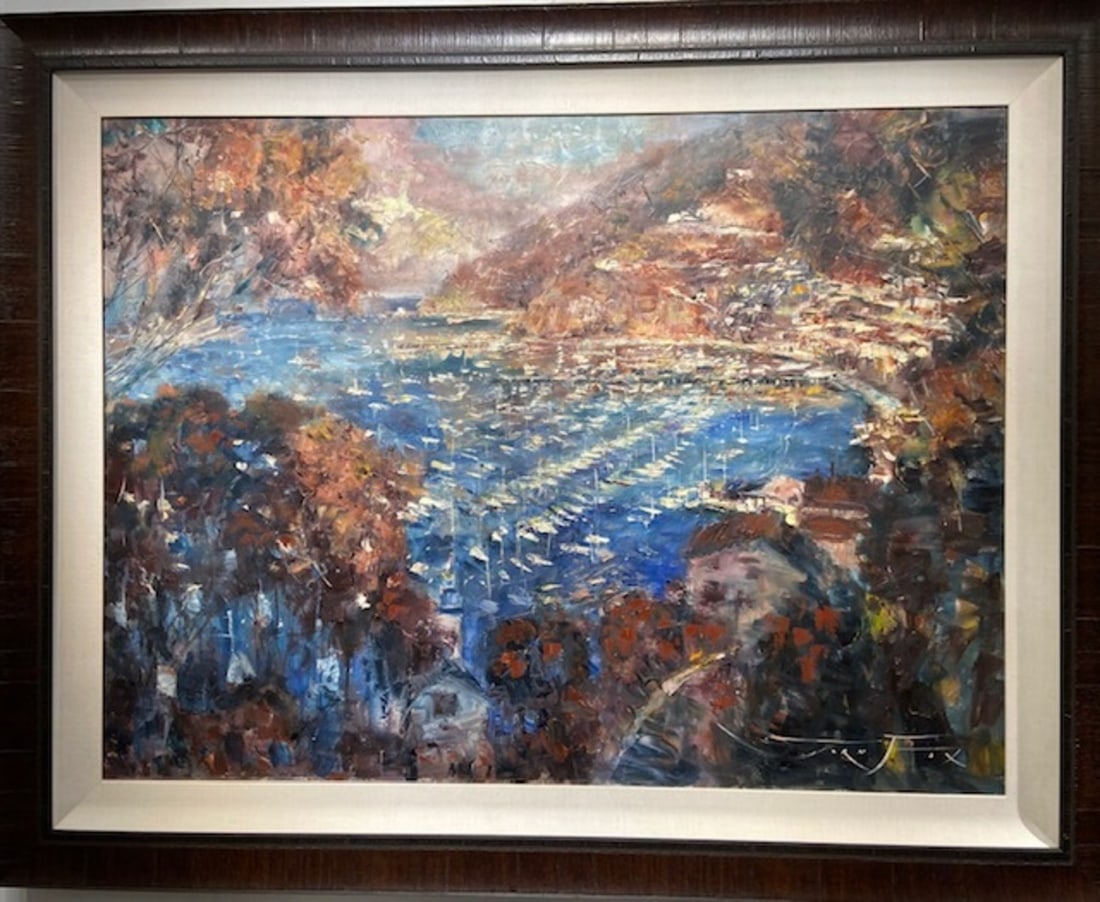 Jorn Fox "Catalina Splendor" Signed Original Oil: Offered here is an original Oil on Canvas by Jorn Fox: "Jorn Fox "Catalina Splendor" Signed Original Oil". This one-of-a-kind piece, measuring 46 x 58 x 2 inch, is a rare opportunity for collectors to