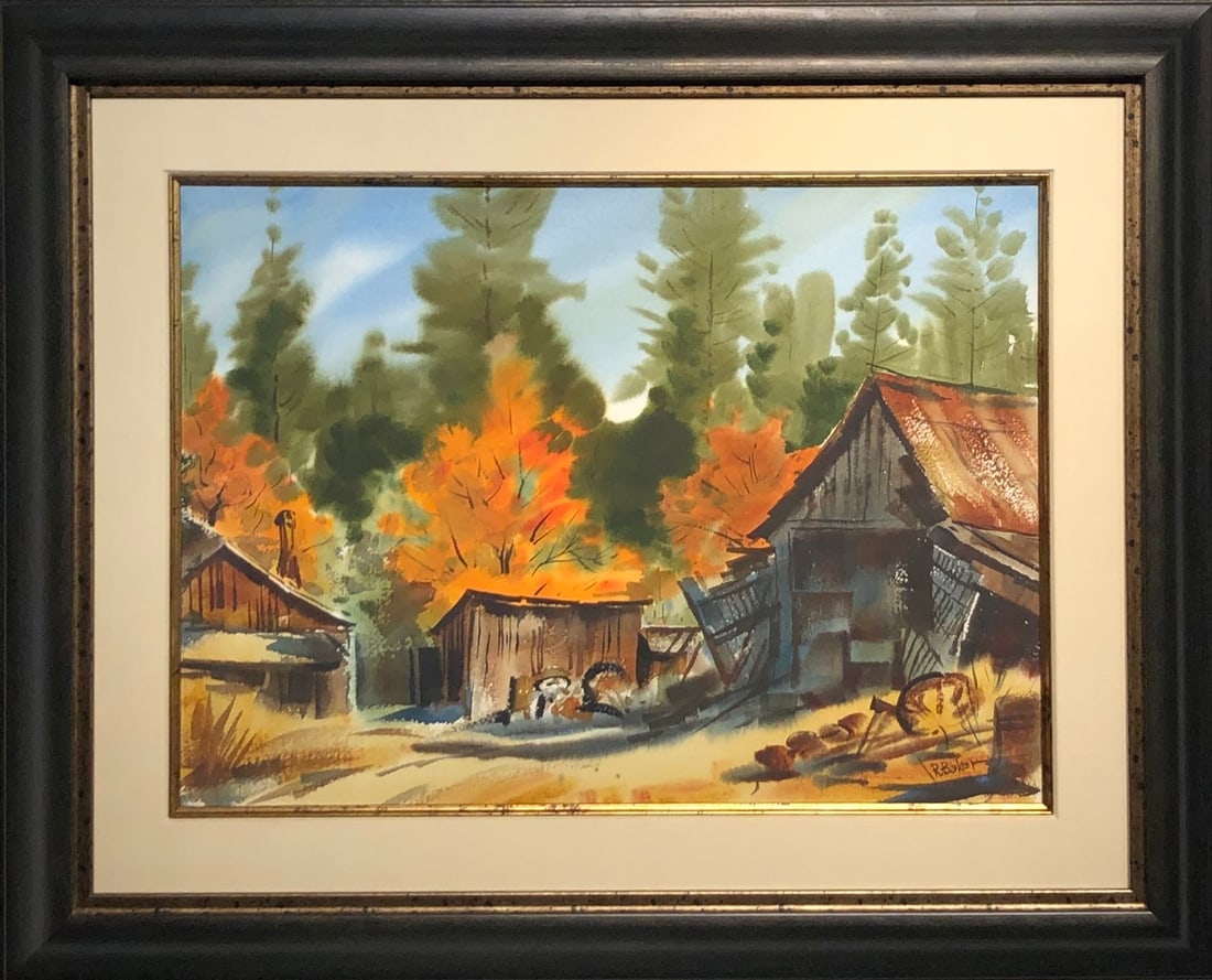 Ralph Baker (Impressionist - Landscape) Signed Original Watercolor: Offered here is an original Watercolor on Paper by Ralph Baker: "Ralph Baker (Impressionist - Landscape) Signed Original Watercolor". This one-of-a-kind piece, measuring 33 x 41 x 2 inch, is a rare op