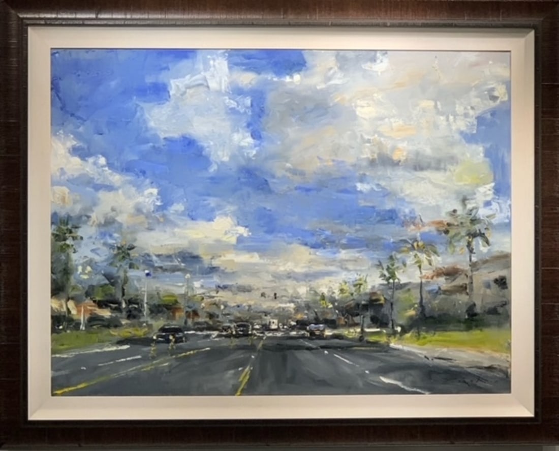 Jorn Fox Impressionist Signed Oil and Acrylic on Canvas: Offered here is an original Original Oil and Acrylic on Canvas by Jorn Fox: "Jorn Fox Impressionist Signed Oil and Acrylic on Canvas". This one-of-a-kind piece, measuring 46 x 58 x 2 inch, is a rare o